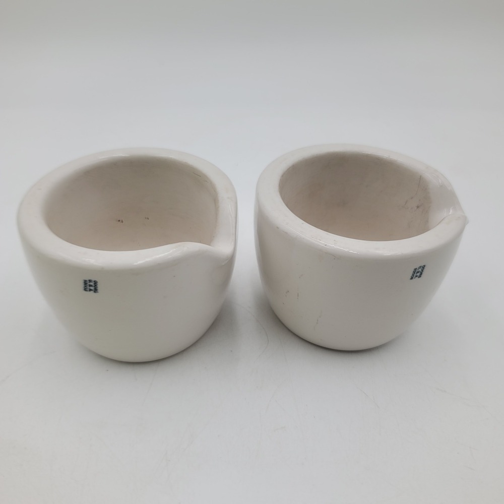 Vintage Coors USA 52003 Scientific Porcelain Crucibles Set of 2 White Apothocary